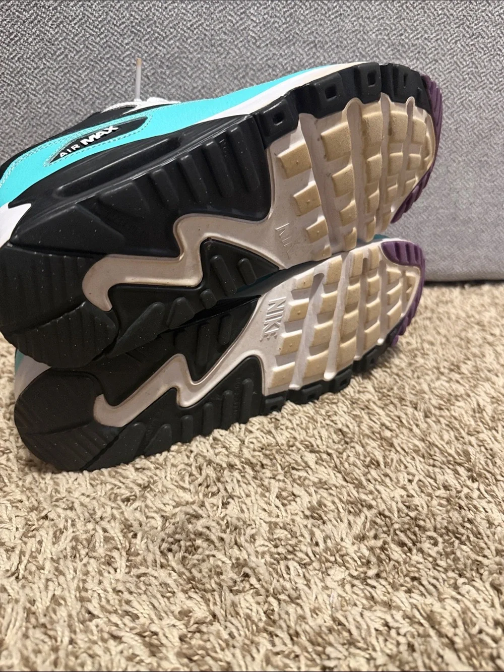 Nike Big Kids Air Max Sneakers - Teal/Black/White/Purple/Yellow